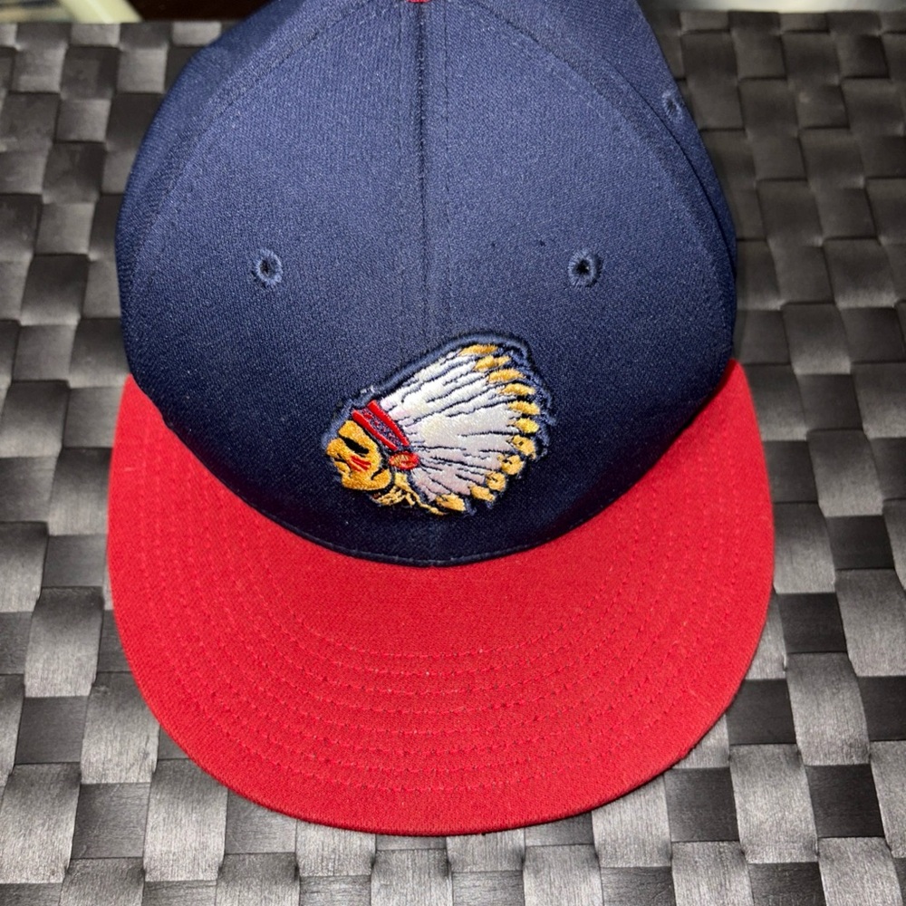 Navy and Red Baseball Cap with Embroidered Logo